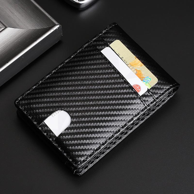 Men's Carbon Fiber Genuine Leather AirTag Wallet with RFID Protection