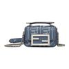 Baguette Gold Logo FF Muster Klappendesign Gestepptes Lammleder Mini-Umhängetasche Damen-Umhängetasche Blau 7AS143-AMPM-F1L1O