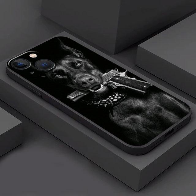 

Применимо к iPhone16 чехол для мобильного телефона модный мужской новый парный чехол для мобильного телефона с изображением животного добермана iPhone13