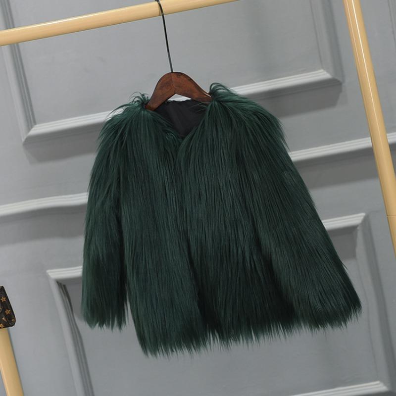 

Зимний новый свитер из утолщенной шерсти для девочек, куртка, детская куртка из искусственного меха для детей среднего и старшего возраста 150cm темно-зеленого