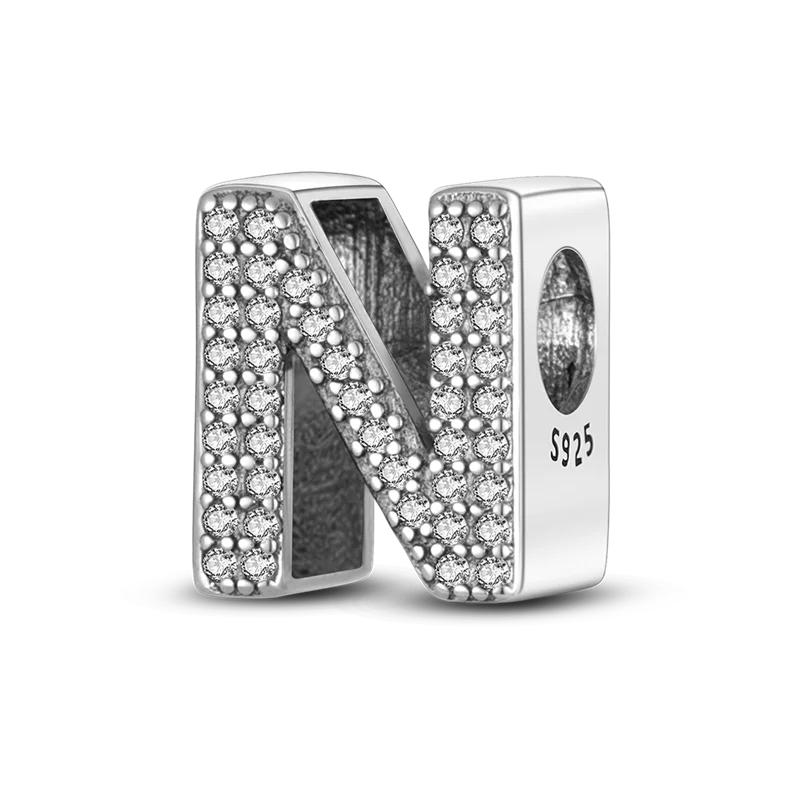 Copper Metal A-Z Alphabet Charm Bead Components Compatible With Authentic Original Bangle Bracelet High Quality Fine Jewelry Do It Yourself Bead