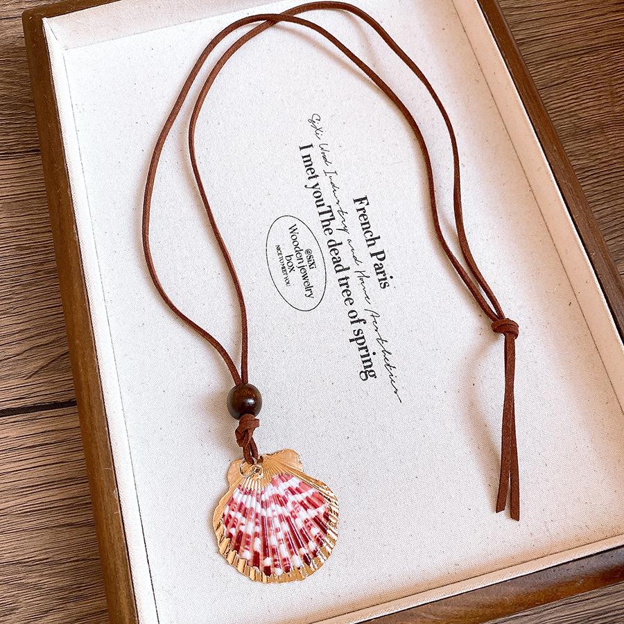 Oceanic Shell Starfish Conch Pendant Necklaces for Women Adjustable Rope Collarbone Chains Necklace Seaside Holiday Jewelry V