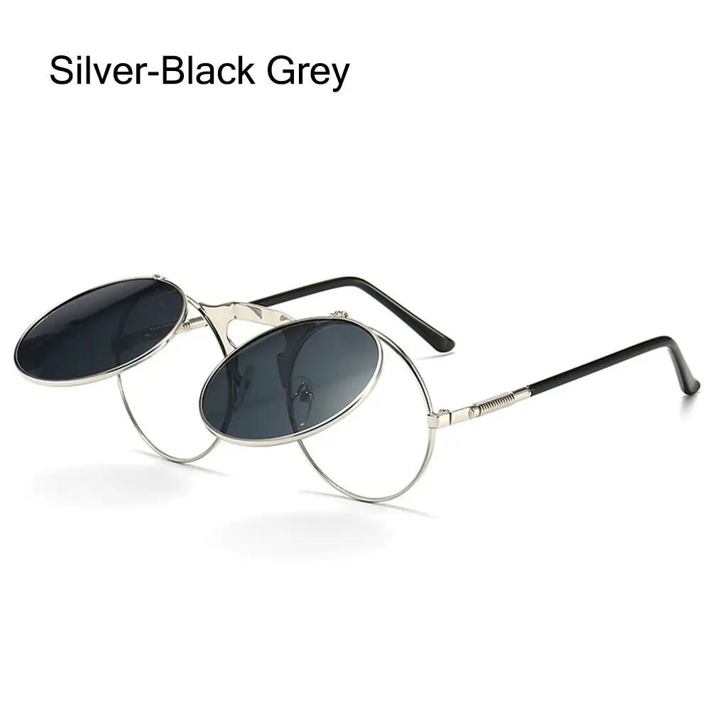

Vintage Round Flip Up Sunglasses for Women & Men Circle Steampunk UV400 Protection Sun Glasses 90 s Retro Shades Costume Eyewear