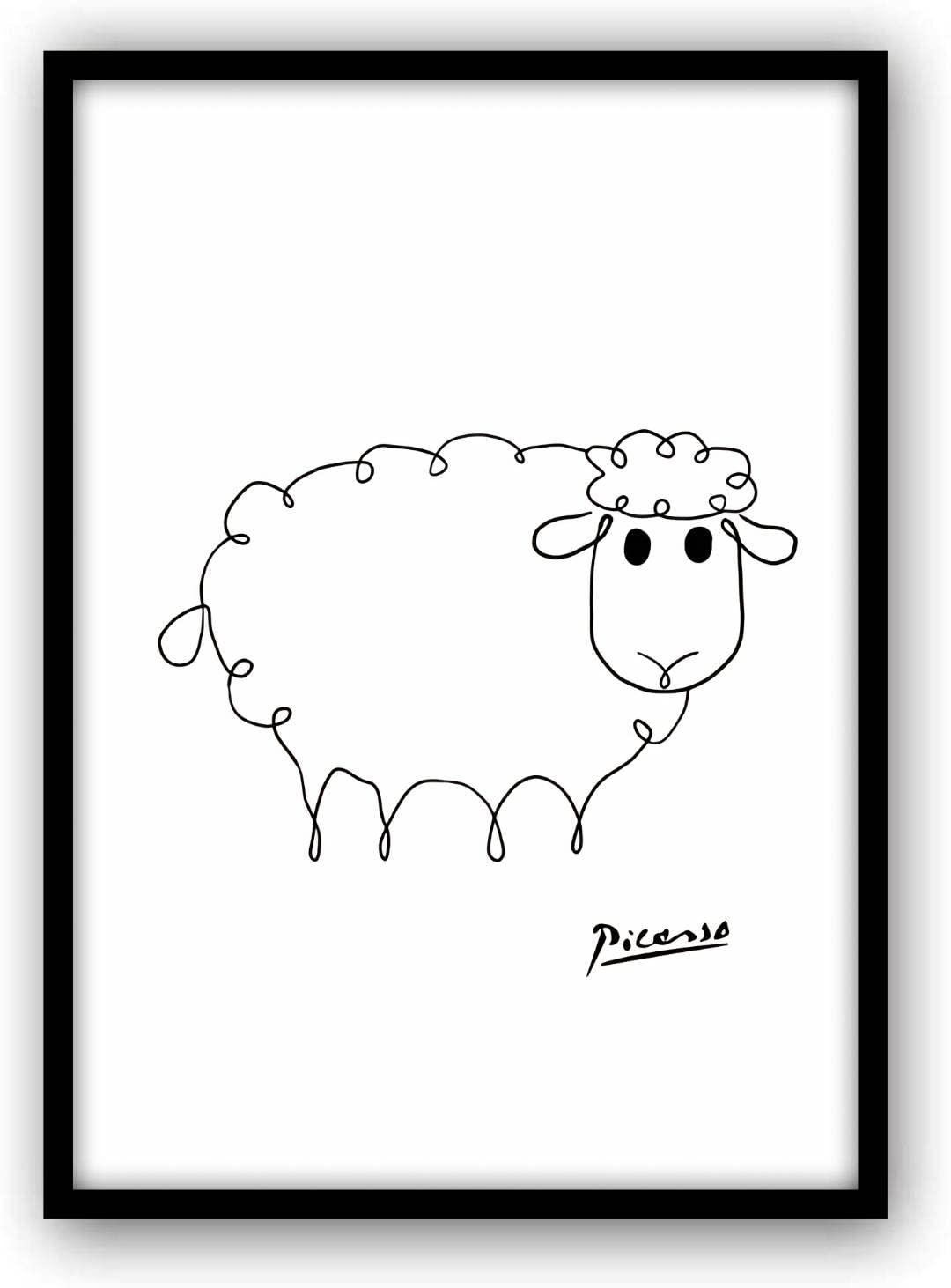 

Picasso Sheep Painting, A4 Size, Framed Art Poster, Poster aoipro (Black Frame (23cm x 31cm))
