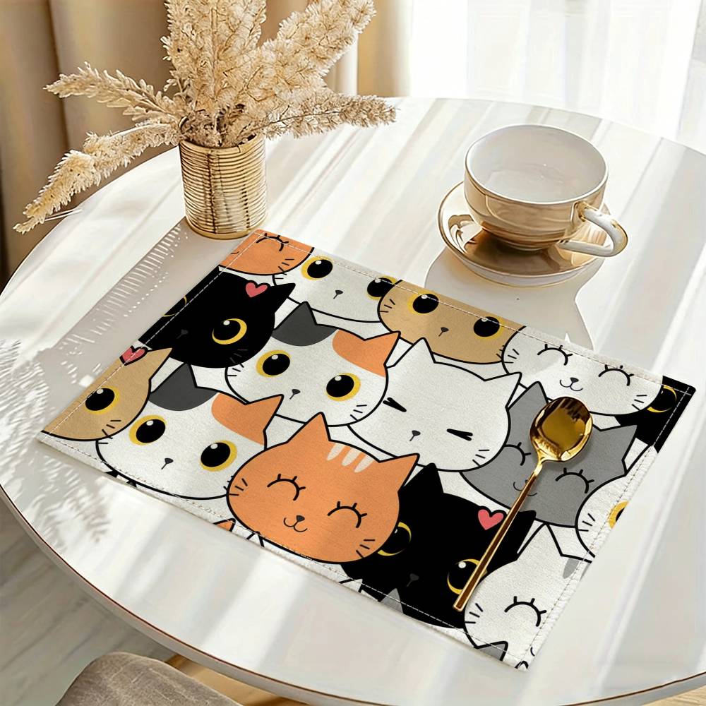 Cute Cartoon Cats Print Placemats For Cafes Casual Restaurants Outdoor Picnics Camping
