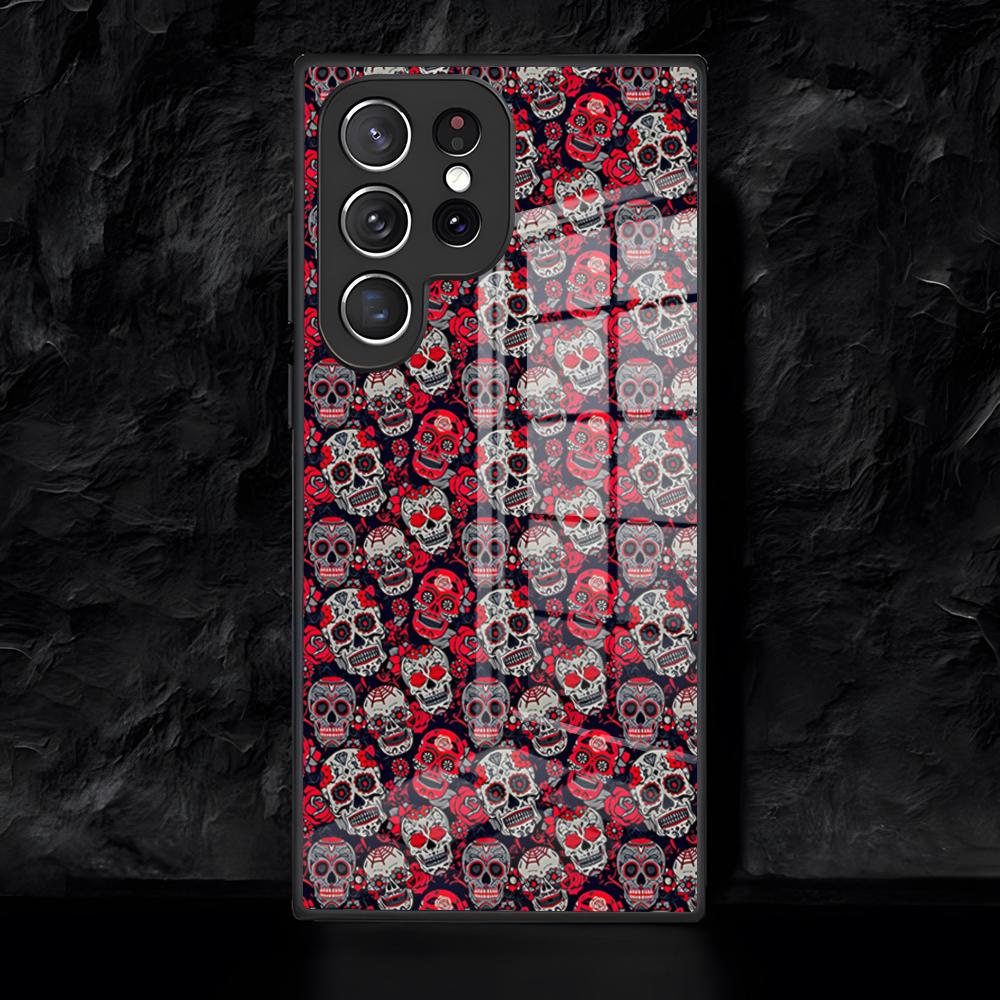 Gothic Patterns Raven Skulls Phone Case For Samsung S26 S25 Edge Ultra 24 23 22 21 Ultra Plus Fe A55 56 15 4G 5G Glass Cover