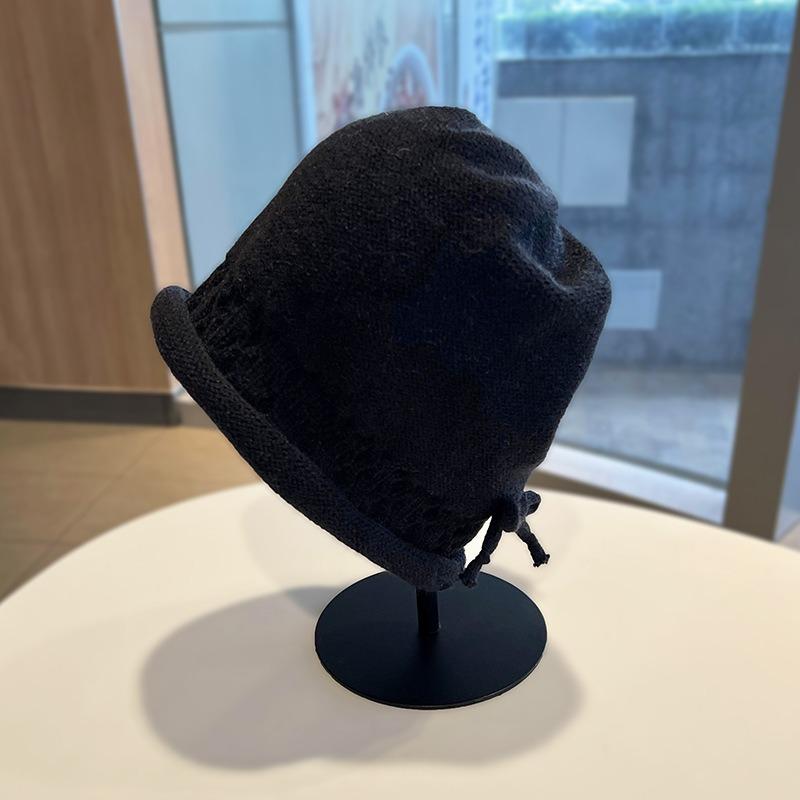 Autumn and Winter Hats, Twist Drawstrings, Stacking Hats, Women's Crimped Warm Confinement Hats, Big Head Circumference, Small Knitted Cold Hats