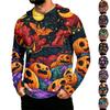 Men's Long Sleeve Hoodie with Sun Halloween Print Pullover
