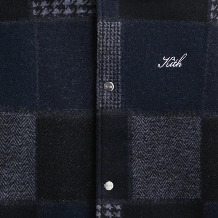 Kith Patchwork Wool Coaches Jacket Nocturnal Unisex Streetwear KHM010467-413