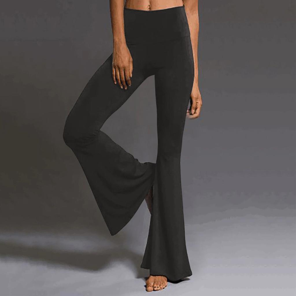 Women's Solid Color Relaxed Sports Casual High-waisted Flared Yoga Pants Long Pants