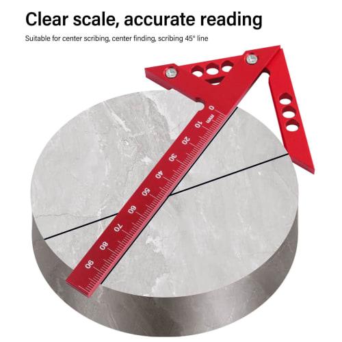 ViaGasaFamido Center Finder, Center Gauge, 45 Square, Square, Right Angle Ruler, 45 Degree Ruler, Right Angle Clamp, Carpenter's Marking Tool, Alumin