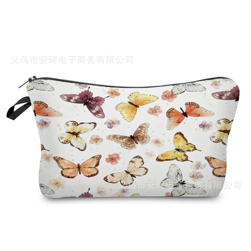 Butterfly Printing Makeup Bag, Nail Polish Storage Bag, Washable Toilet Bag for Daily Travel