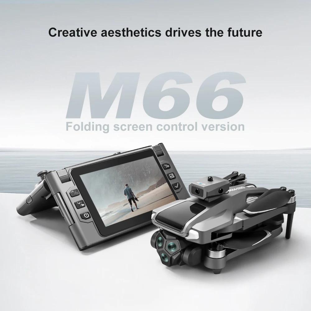 Nový M66 MAX Profesionálny Dron HD 3 Kamery Bezkefový 5G Vyhýbanie sa prekážkam Optické Polohovanie Prúdením Skladací Rc Kvadrokoptéra Displej Hračka Darček