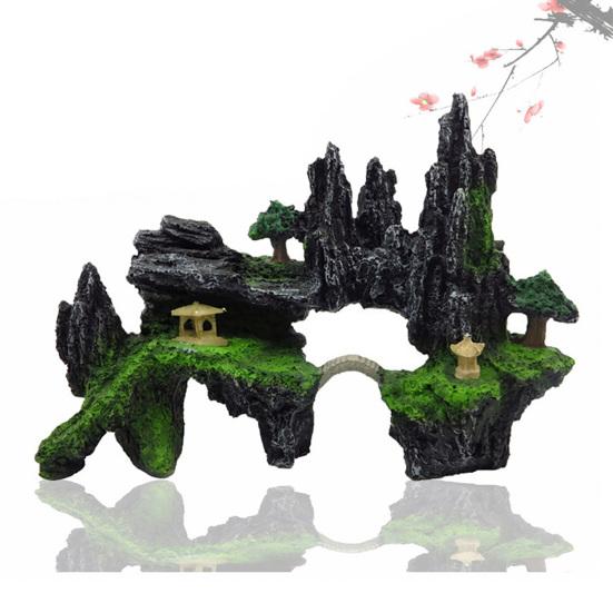 Fish Tank Rockery Safe Decorative Resin Tree Bridge Mountain Rock for Home