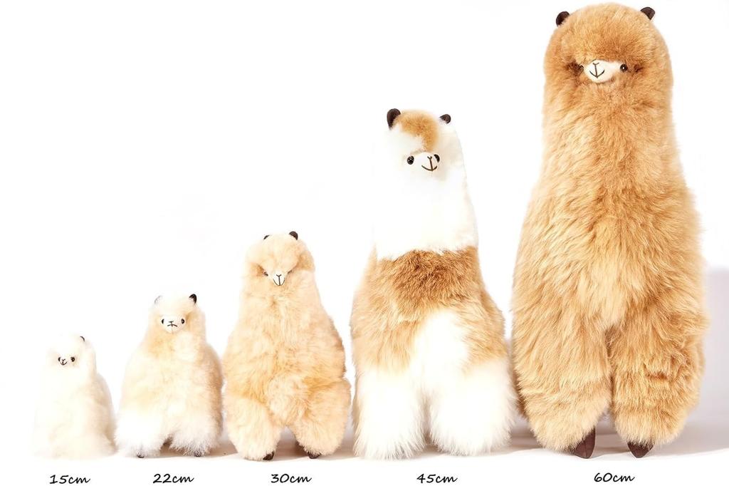 INJOI Plush Alpaca, Soft and Fluffy, Handmade, Rare, Natural Alpaca Fur, Perfect Gift for Anniversaries and Special Occasions (30cm, White, A1007)