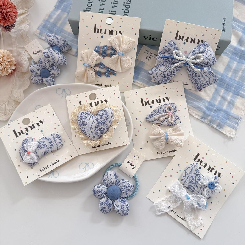 Floral Printed Hair Clips for Baby Girls Lace BB Clips Cute Bowknot Barrettes Hairpins Children's Hair Accessories Kids Headwear