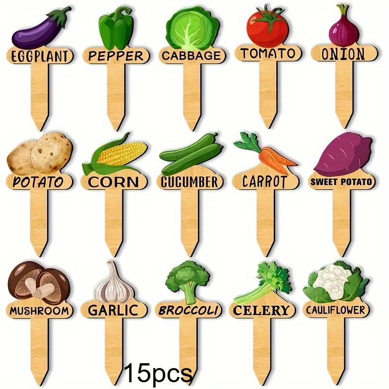 

15pcs Creative Wooden Plant Label Tags Reusable Cartoon Garden Labels Universal Plant Markers Stakes For Labeling Potted Plants