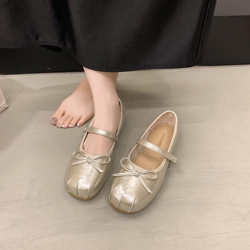 French Retro Ballet Shallow Mouth Single Shoes Girl 2025 Summer New Fairy Wind Gentle Soft Sole Mary Jane Shoes Girl