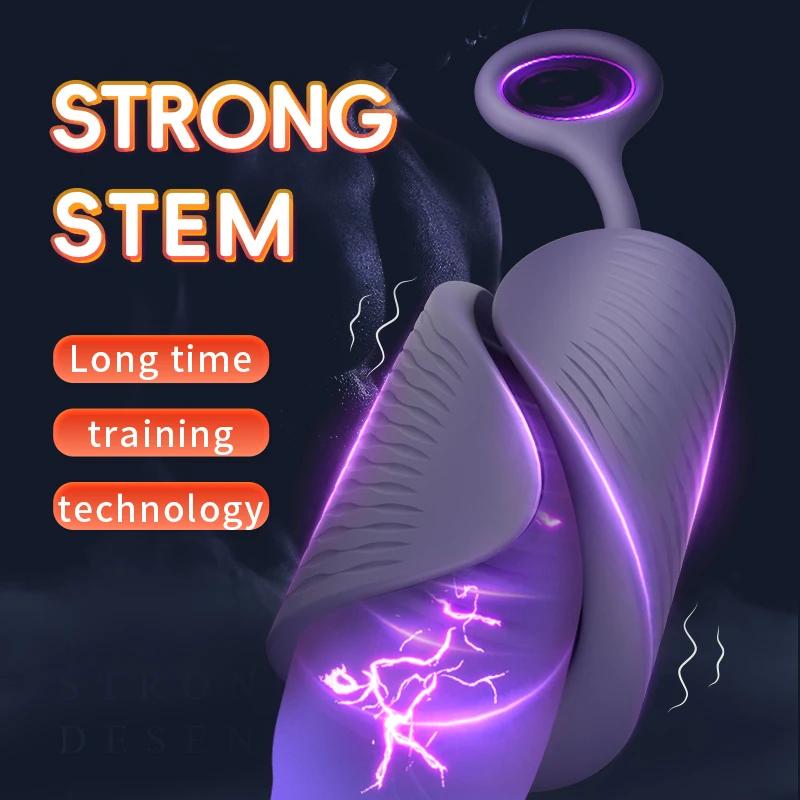 Glans Stimulator Massager Penis Delay Exerciser Adjustable Male Masturbator Vibration Equipment Sex Toys Adult Goods For Men
