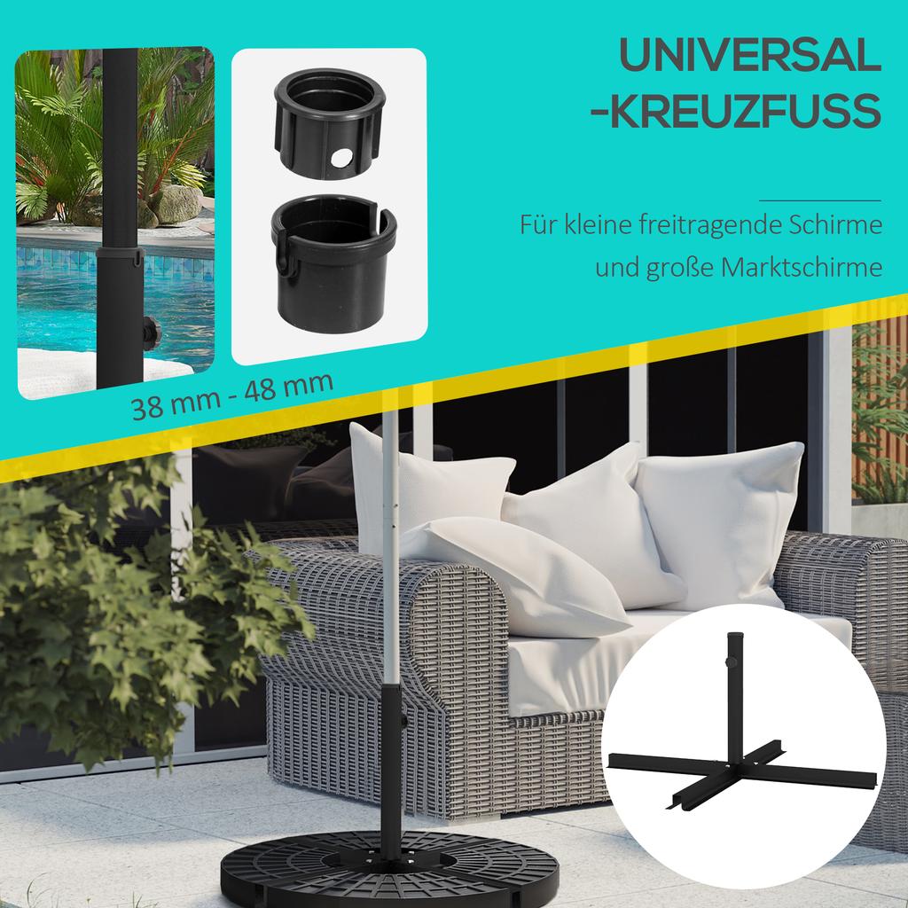 Parasol Base. Cross Base. Weatherproof. 100 X 100 X 75 Cm. Black
