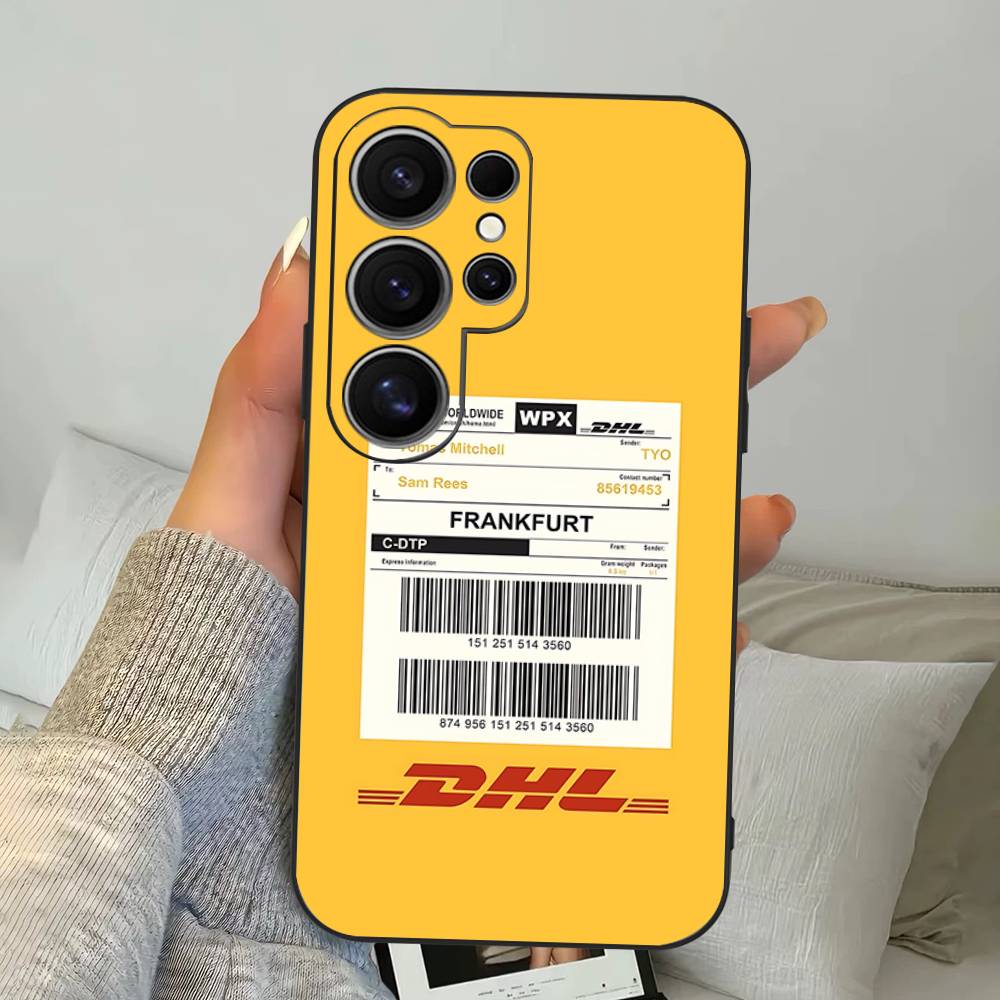 Fashion Brand D-DHL Logo Phone Case For Samsung S 24 Fe 25 Ultra Plus 20 Lite 21 30 22 23 24 22 Ultra 5G Fundas