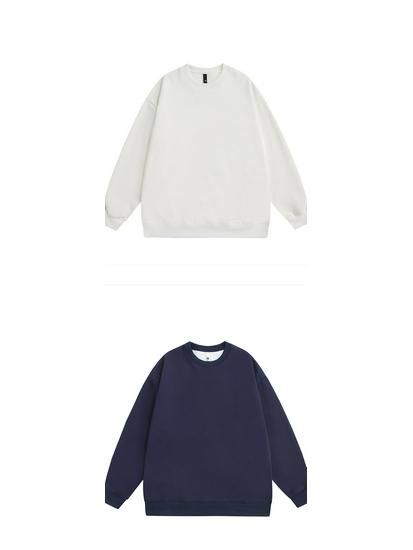 Autumn 2025 Men's Plus Size Loose Round Neck Solid Color Long Sleeve Hoodie