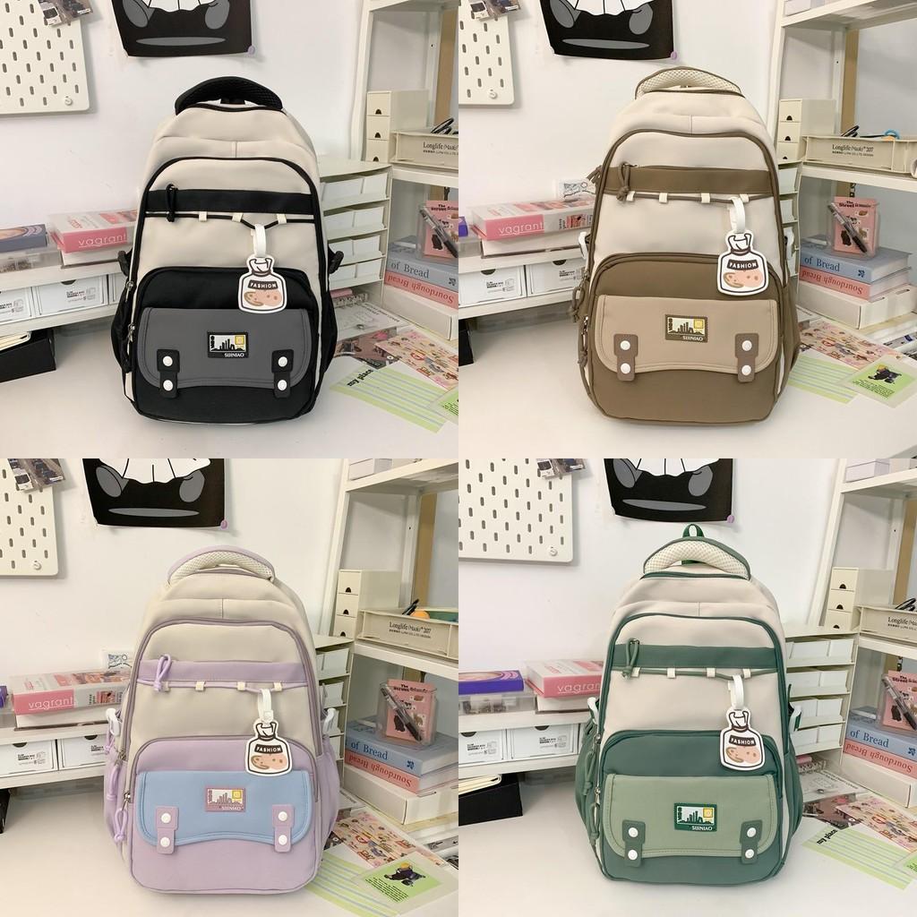 Fashion Color Collision Large Capacity Student Backpack For School Travel And