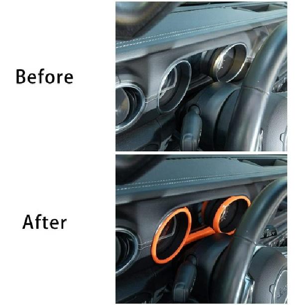 3 Stück Armaturenbrett Abdeckungen Zierleisten für Jeep Wrangler JL JT 2018+ ABS Orange
