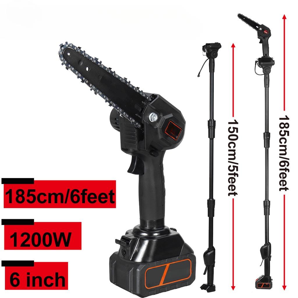 24V Electric Chainsaw 7500mAh Li-ion Battery Cordless Garden Tree Pruning Tool High Branch Saw NEW Telescoping Pole