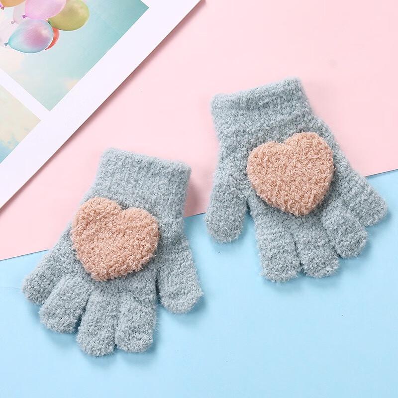 Kids' Heart-Pattern Warm Gloves
