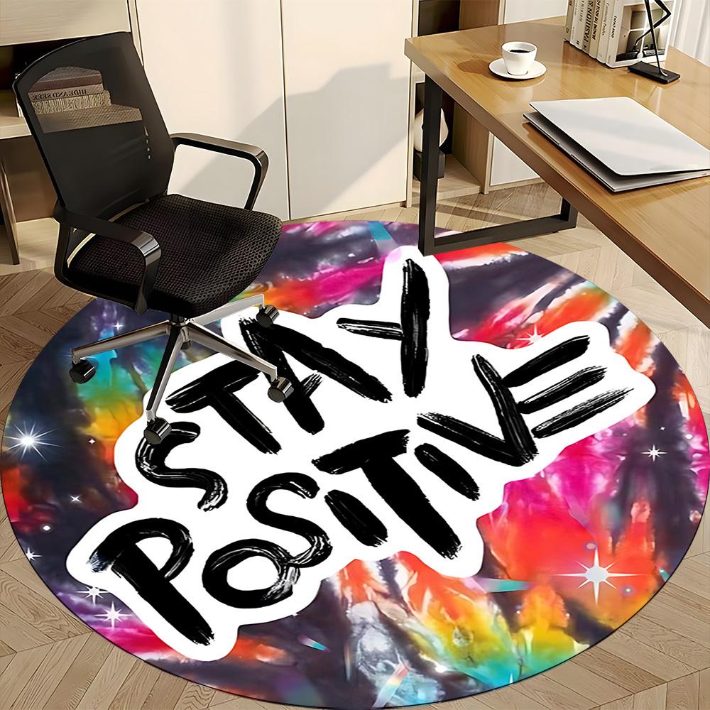 1pc Positive Vibe Chair Carpet for Office, Indoor Non Slip Washable Polyester Fiber Carpet,