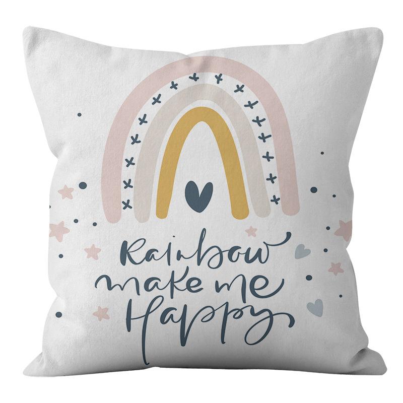 New Small and Fresh Rainbow Printed Pillowcase Home Petal Velvet Pillow Cushion Cover