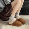 Niche Design Sense Tassel Baotou Drag Women Autumn and Winter Retro Plush Versatile Home Suede One-pedal Cotton Slippers