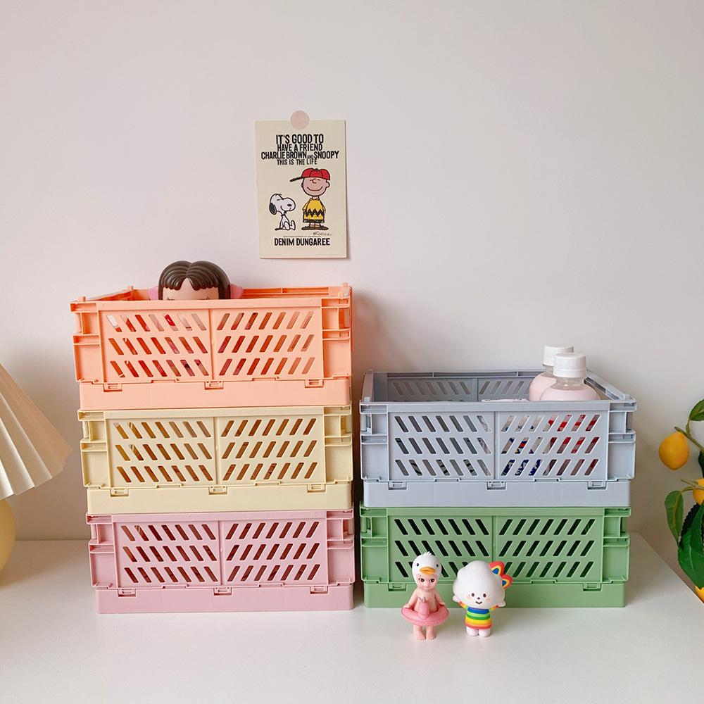 Mr.paper 6 Styles Plastic Stackable Foldable Stationary Holder Simple Cute Student Office Desktop Storage Stationery Organizer