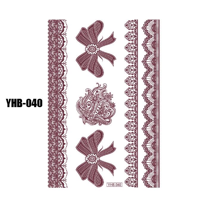 Henna Lace Tattoo Sticker for Back of Hand - Brown, Disposable, Water-Transfer