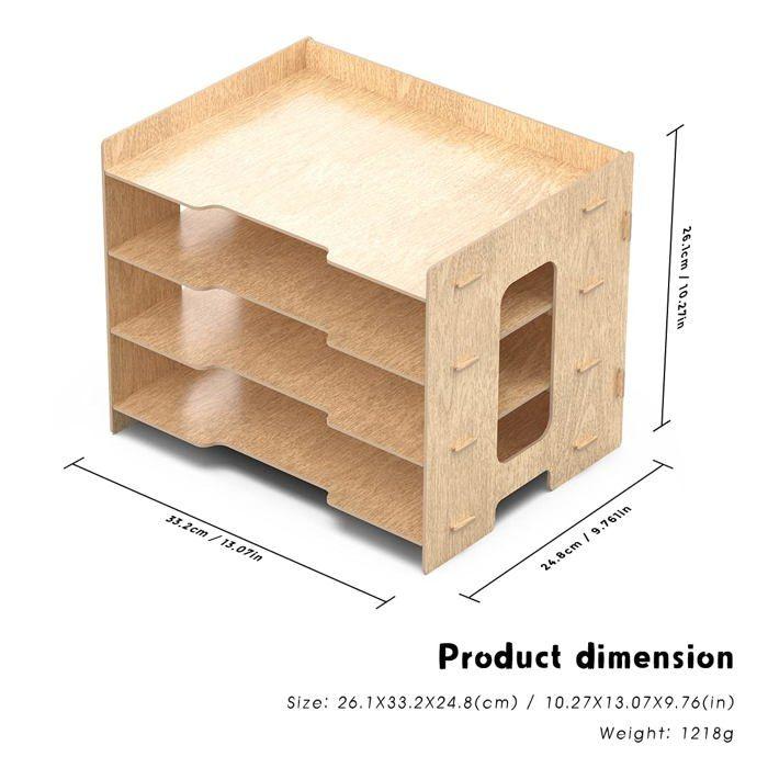 Boite De Classement - JOPOO - Bac À Courrier - 4 Étagères A4 - Flexible - Pratique À Assembler