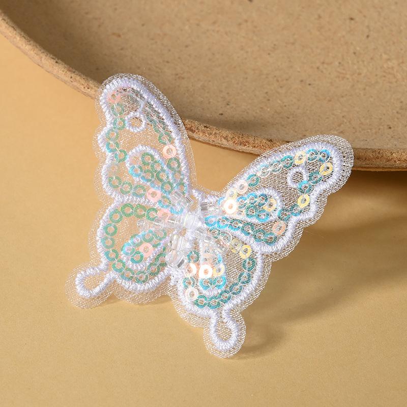 10/20pc Pearl Butterfly Lace Embroidered Wedding Clothes Jewelry Accessories Appliques For Sewing Supplies DIY Hair Clip