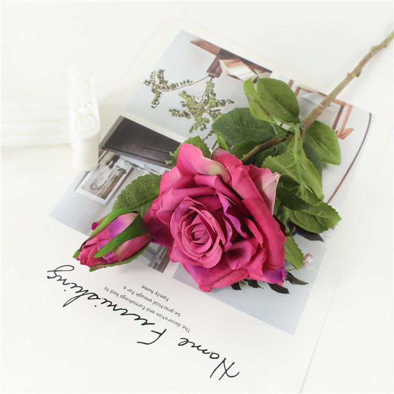 2 Köpfe Vintage große Rosen künstliche Seidenblumen Zweig große Blume Seide weiße Pfingstrose gefälschte Blumen Herbst Heimdekoration Hochzeit Mittelstücke Dekor