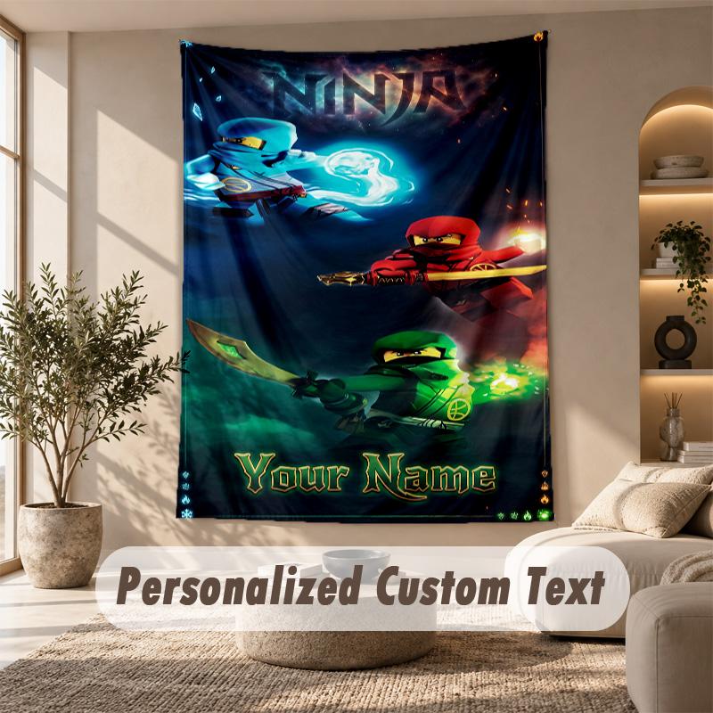 LEGO Ninjago Tapestry, Personalized Custom Text, Wall Hanging Tapestry For Living Room Home Wall Decor