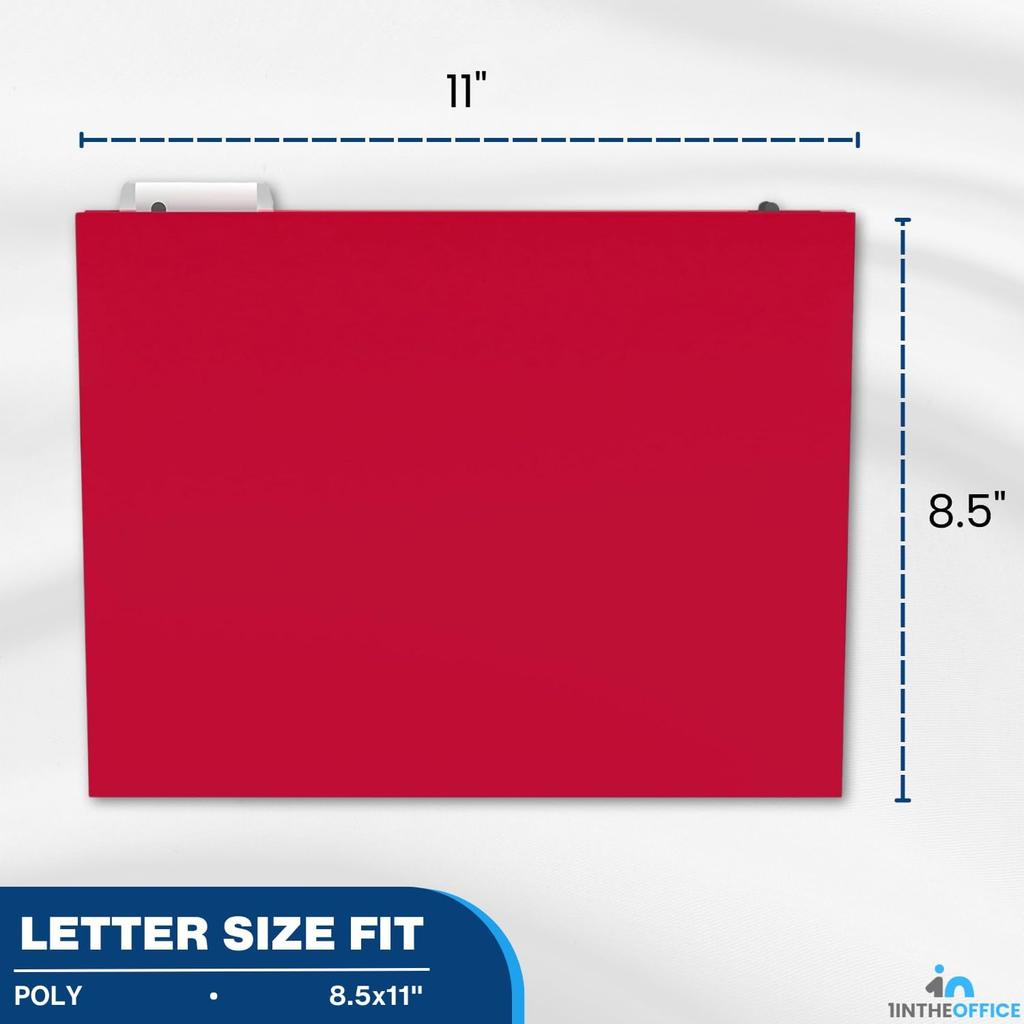 1InTheOffice Poly Expanding Hanging File Folders Letter Size, Hanging File Pocket, File Cabinet Dividers, Assorted, 5/Pack