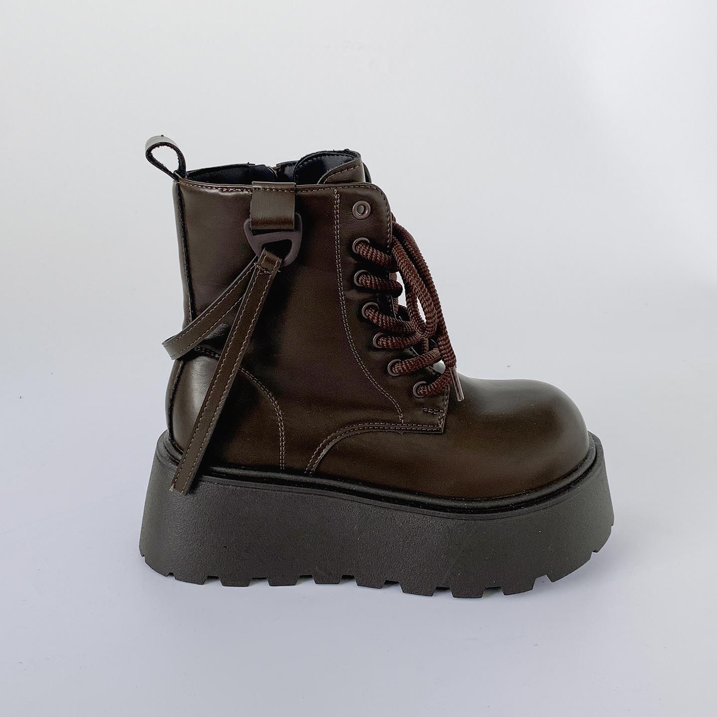 

Ретро черные британские ботинки Мартин на платформе женские 2025 новая осень высококлассные с юбкой и тонкими короткими ботинками 40 коричневый