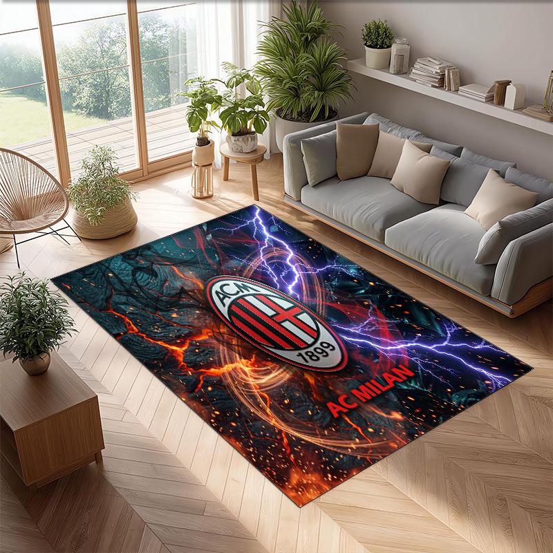 AC Milan Printed Flannel Area Rug Non Slip Soft Polyester Floor Carpet Indoor Decor Mat for Bedroom Living Room Sofa Game Room Home Decoration