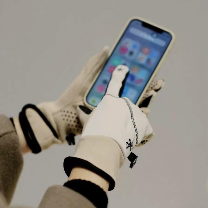 Winter thermal gloves color matching driving five fingers waterproof and non-slip outdoor cycling thin velvet women's wrist protection