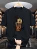Summer Unisexs 100 pure cotton casual fashion cartoon cardboard box print loose sports round neck short sleeved Tshirt