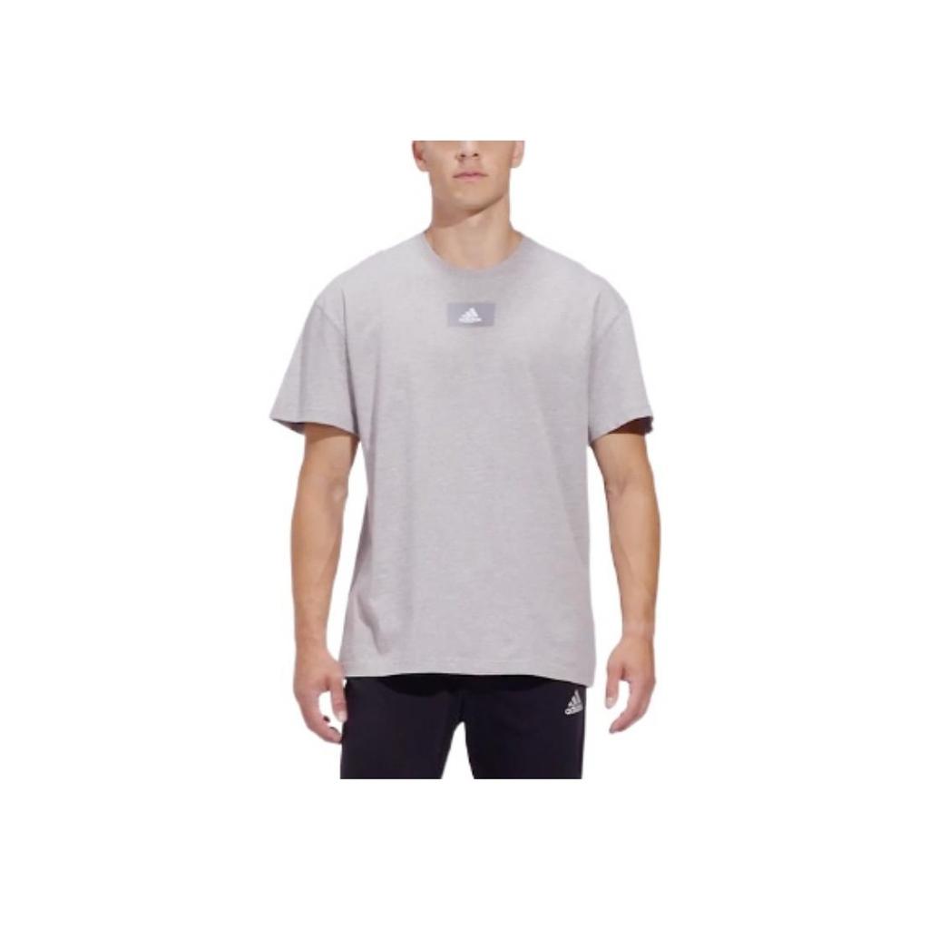 Adidas Pure Color Logo Casual Round Neck Short Sleeve T-Shirt Men Tops Grey HE4365