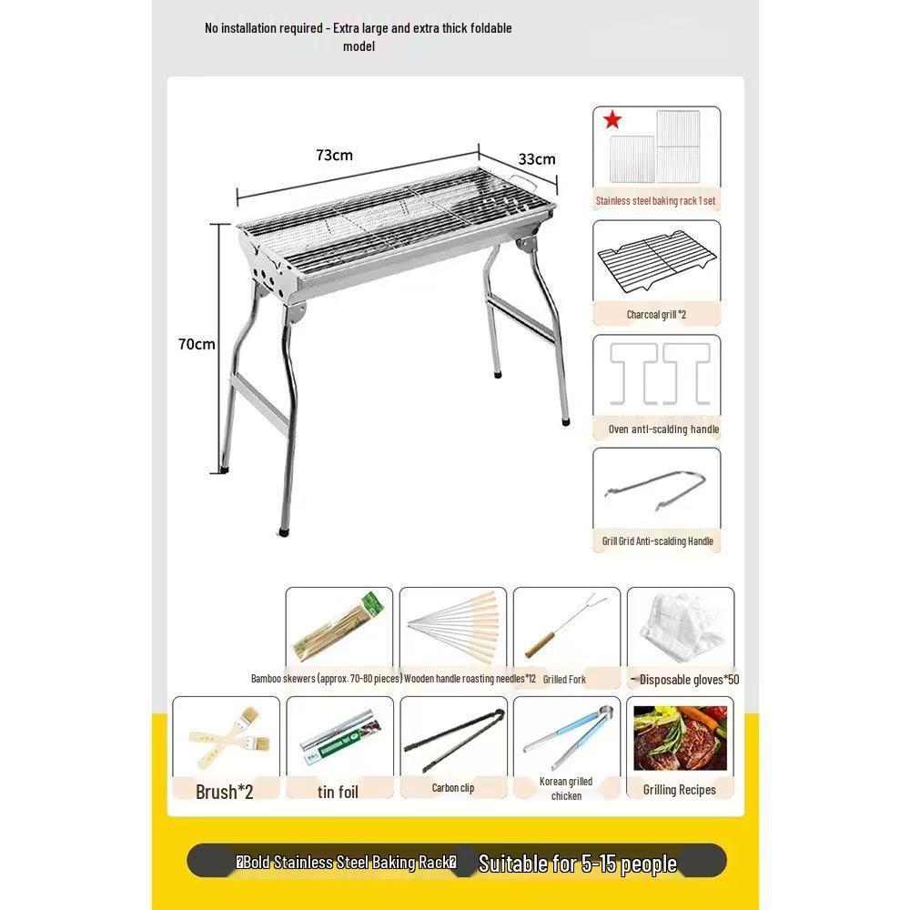 Portable Outdoor Folding Charcoal Barbecue Grill Rack