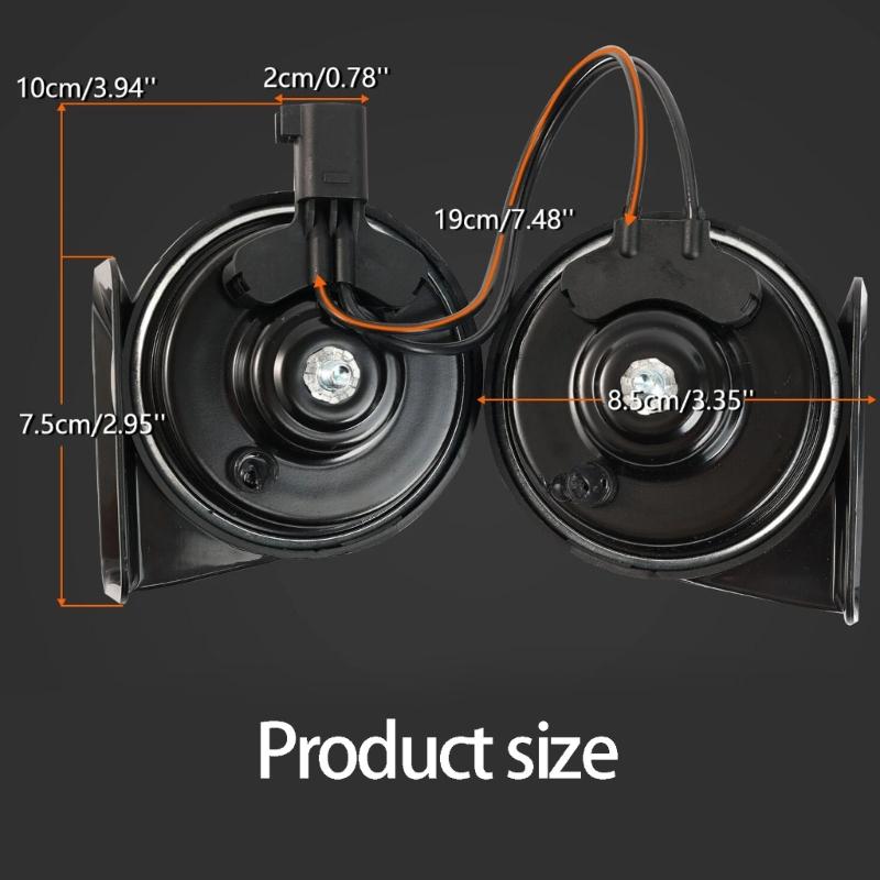 2PCS Direct Replacement Heavy Duty Auto Horns Single Plug Connection Easy Install Enhancing Sound Output  For Vehicle