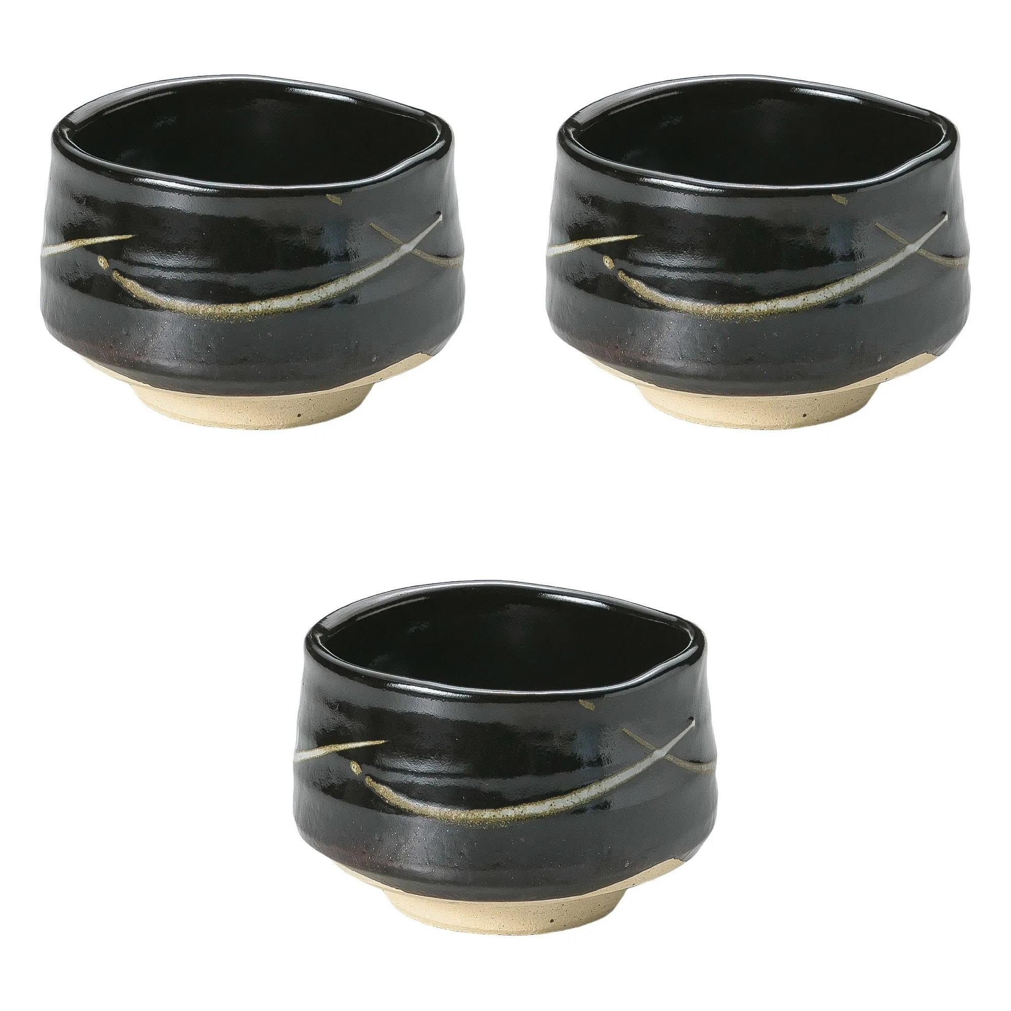 

Набор из 3 чаш для матча Тэнмоку x Керамика для матча от Setomonohonpo (керамический) [11.3 7.7 см] Миски, (Фаянсовая посуда)