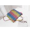 Women's Bucket Bag Rainbow Shoulder Bag Geometric Rhombus Handbag Oblique Span Bag Versatile Fashion Women's Bag