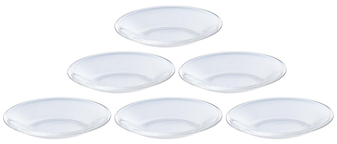 

ADERIA Новые тарелки из прозрачного стекла, Максимум 12 см x 1,8 см высотой, Набор из 6 штук, Сделано в Японии, P-6213